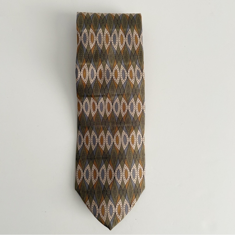 Elegant Geometric Patterned Silk Tie Robert Talbott - Picture 1 of 6